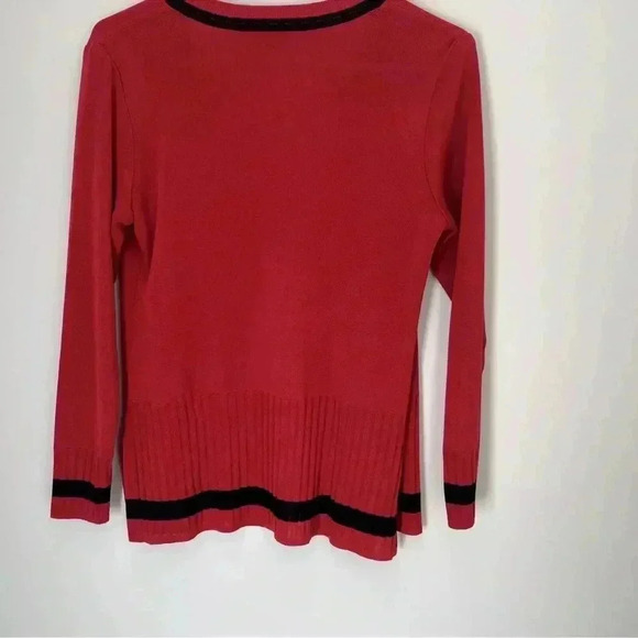 EXCLUSIVELY MISOOK Open Front Knit Cardigan Sweater Black Red Sz xS - Picture 7 of 11